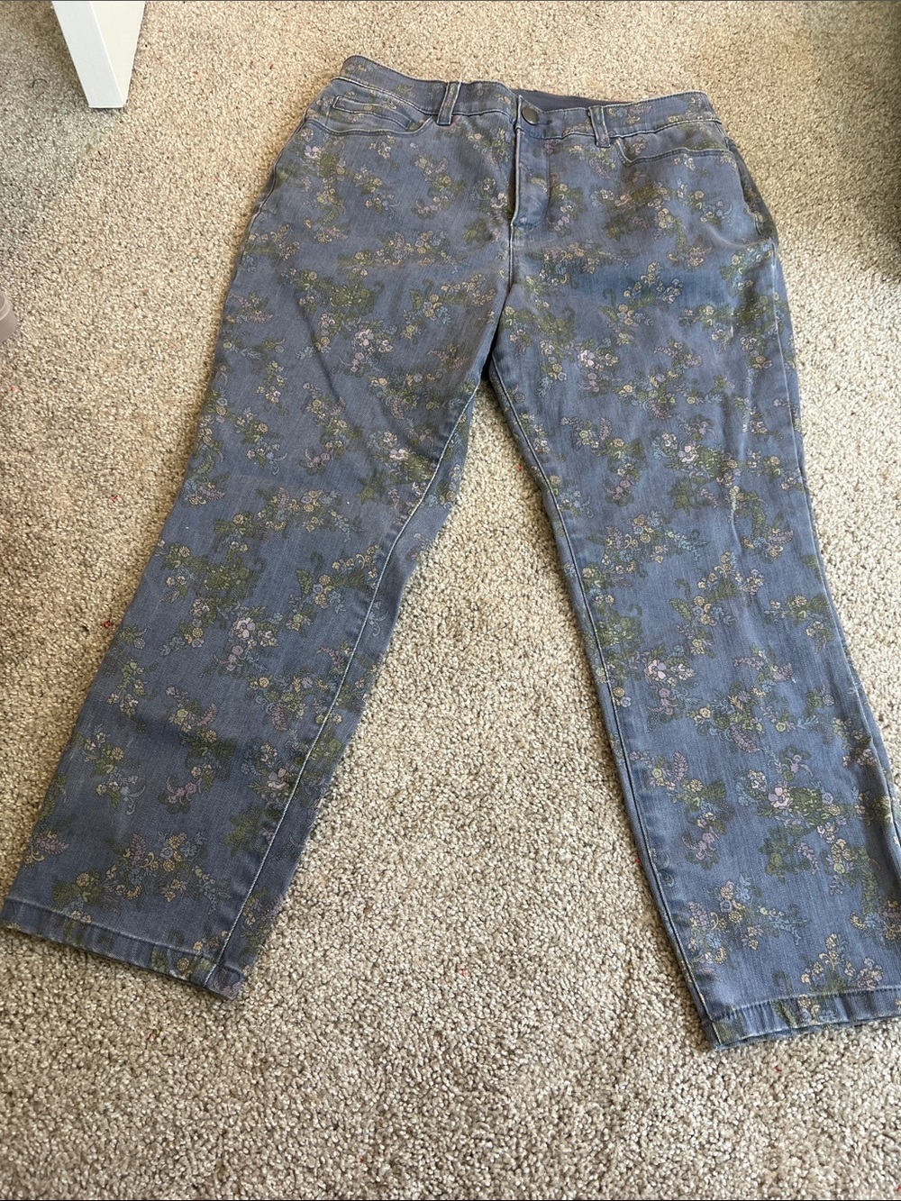 Christopher & Banks Blue Floral Relaxed Jeans